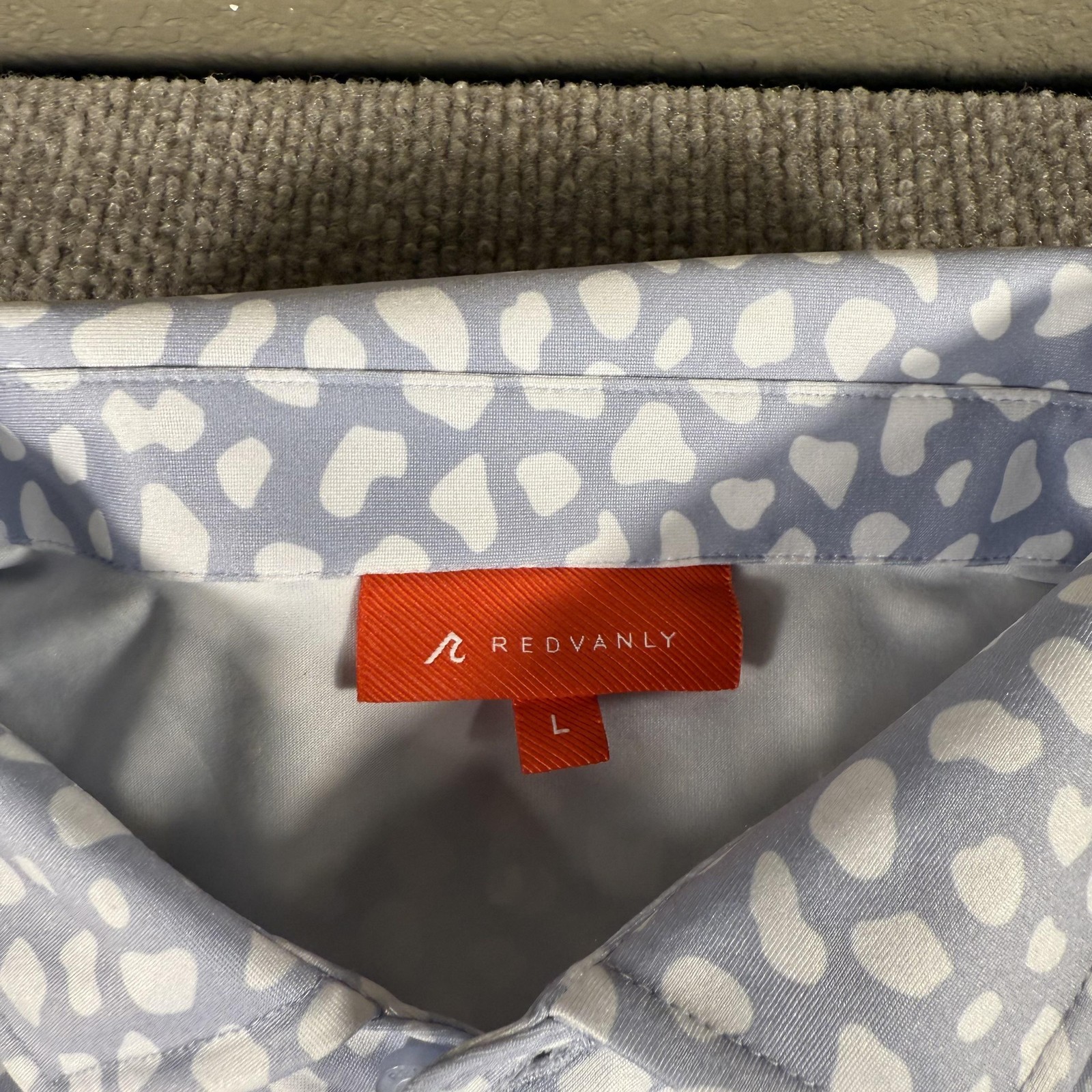 Redvanly Polo Shirt Mens Large Blue Lavender Chatillon Golf Performance Stretch