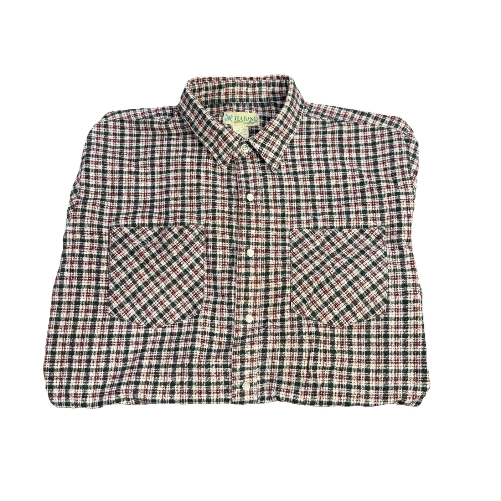 Vintage Haband Flannel Shirt XL Plaid Pearl Snap Western Up Work - Causal