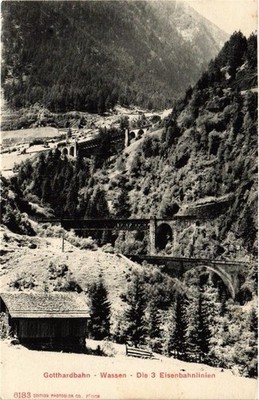 CPA WESSEN Gotthardbahn Die 3 Eisenbahnlinien SCHWEIZ (705019)