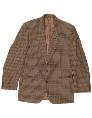 Cacharel Mens 2 Button Blazer Jacket IT 48 Medium Brown Check Wool AG08