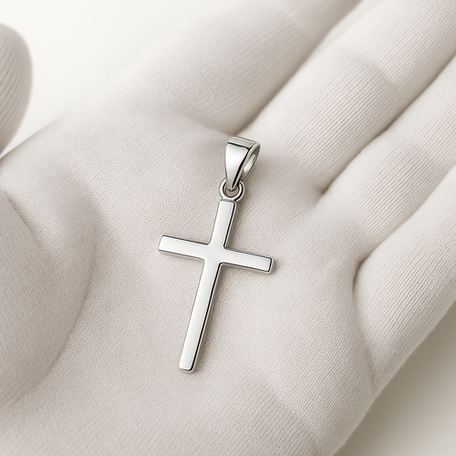 Solid 925 Sterling Silver Plain Cross Crucifix Pendant - 30mm x 18mm ...