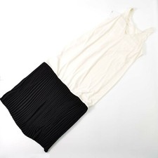 Asos Maxi Dress Off White Accordion Black Sleeveless Evening Womens 10