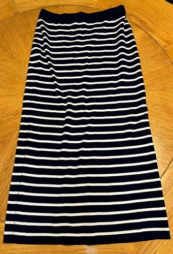 Freshman 1996 Midi Skirt Womens Large Knit Blue White Striped PullOn 33" Length
