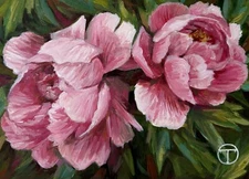 Peonies Original Acrylic Painting Still Life Flowers 5x7 inches   Ⓣ