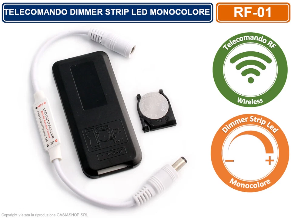 TELECOMANDO RF WIRELESS DIMMER PER STRIP LED MONOCOLORE - Immagine 3 di 3