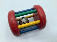 Vintage 3  Wooden Toy by Brio Wood Made in Sweden Rattle with Bell