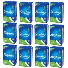 Pack of (12) New STAYFREE Maxi Pads, Super 24 ea