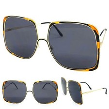 Oversized Exaggerated Vintage 70's Retro Style SUN GLASSES Huge Large Gold Frame