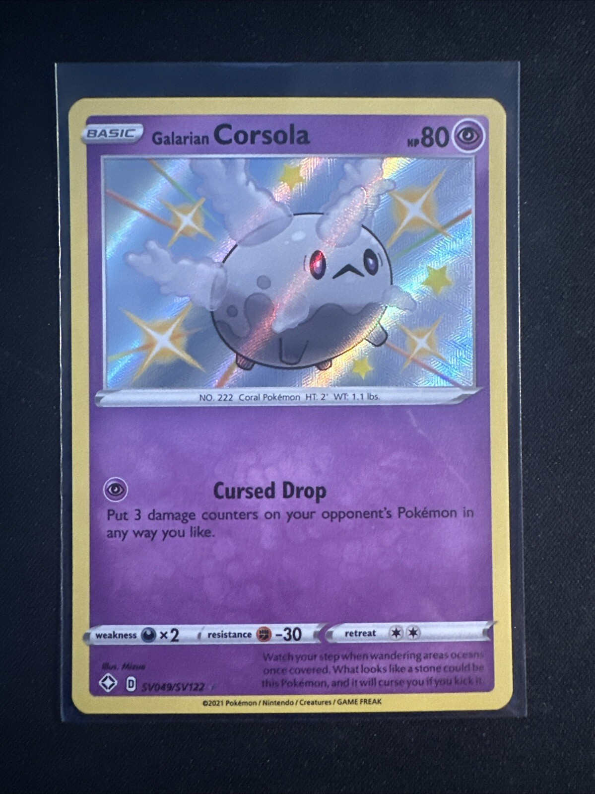 Pokemon Card - Galarian Corsola Shining Fates Shiny Vault SV049/SV122 Shiny Holo