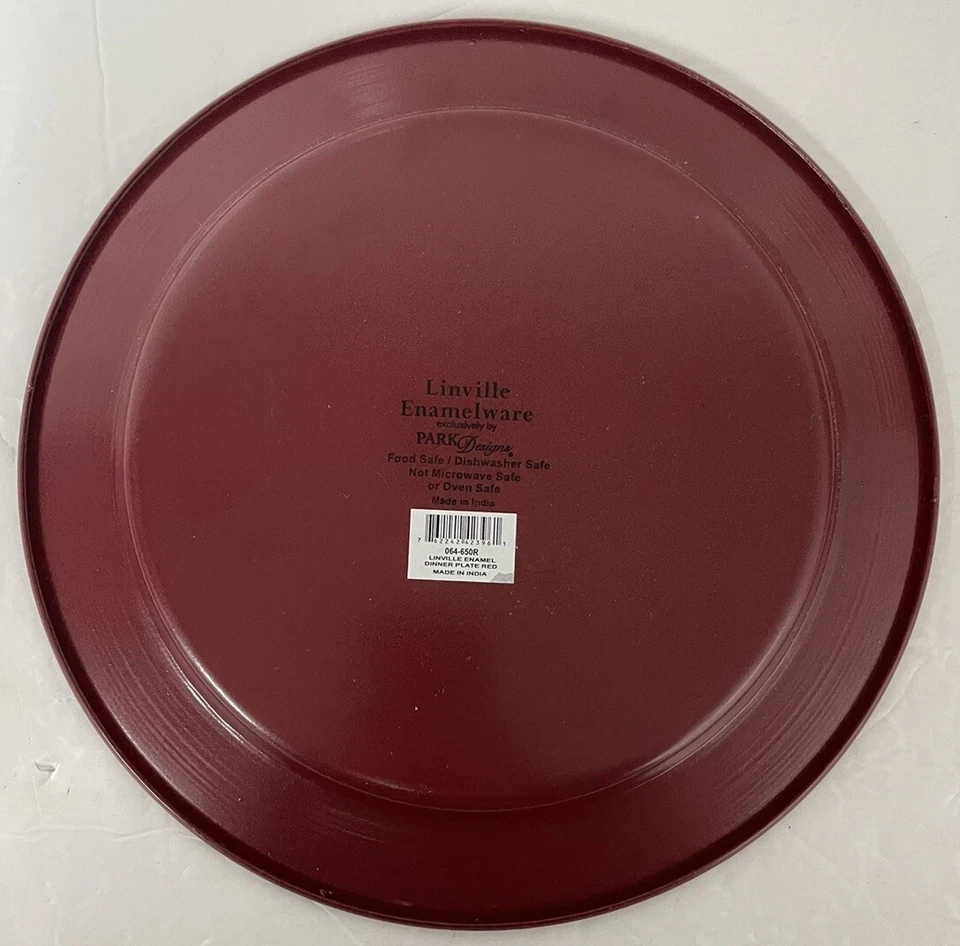 Park Designs Linville Enamelware Dark Red Dinner Plate NEW - Image 2 of 3
