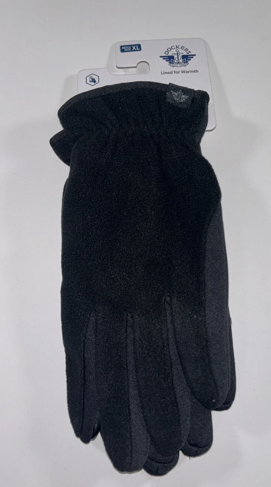 Dockers Mens Black Fleece Gloves With Lining Black Size X-Large NEW!
