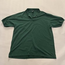 Vintage 90s Anvil Solid Green Ringer Sleeve Blank Polo Shirt Mens XL Made in USA