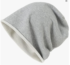 Slouchy Beanie Long Baggy Hat Lightweight Skull Cap Unisex Lt Gray 22-23.6 inch