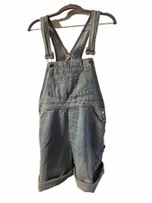 Vintage 90's Y2K London Denim Carpenter Bib Short Overalls Shortalls Sz M