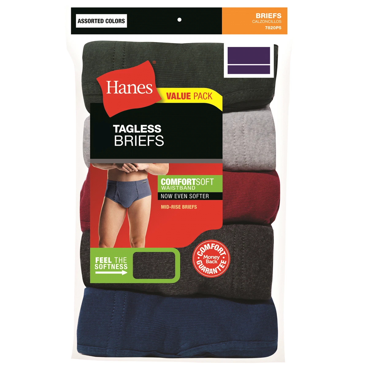 Hanes Men's Tagless® No Ride Up Briefs with Comfort Soft® Waistband 6 Pack