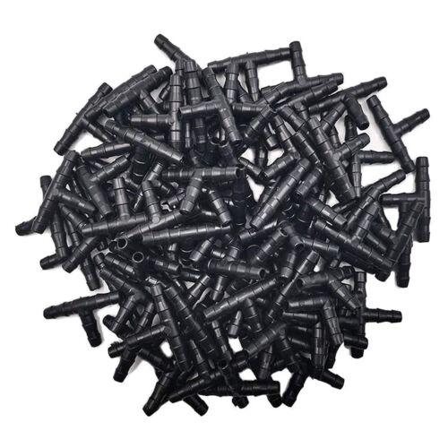 200pcs 1/4" Universal Barbed Tee Fittings, Drip Irrigation Barbed Connectors ...