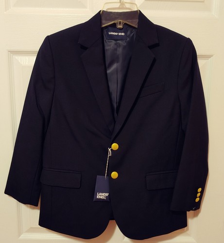 NWT Lands' End School Uniform Boys Hopsack Blazer Jacket Dark Blue Navy size 10H - Picture 8 of 12