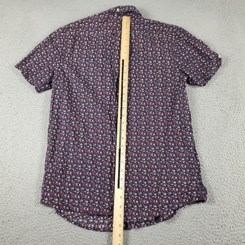 Ben Sherman Shirt Mens Small Blue Red Floral Casual Button Up Short Sleeve - 第 3/6 張圖片