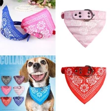 Dog Bandana Collar Triangle Scarf Adjustable Bandana Leather Cat Pet Neckerchief