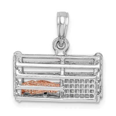 14k Two-tone Gold Lobster Trap Moveable Pendant