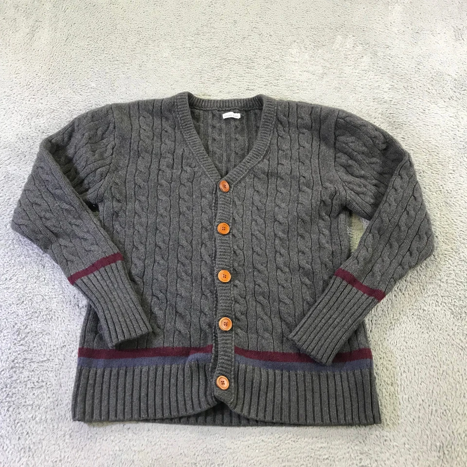 Suéter Steven Alan Para Hombres Pequeño Cárdigan Tejido con Cable Gris Abuelo Pescador Rosa Foto 2 de 4