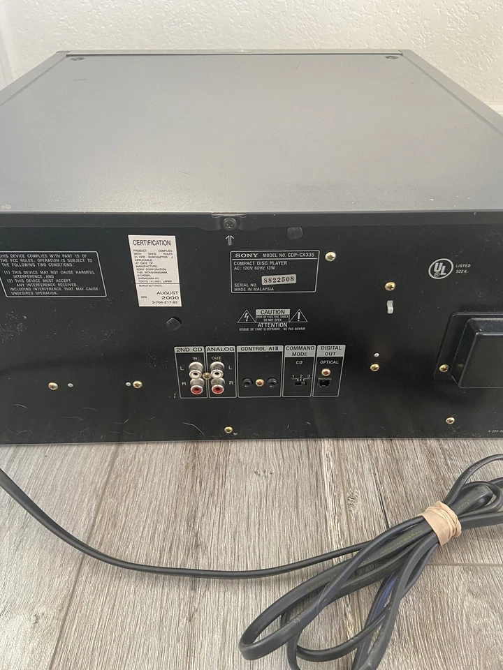 Sony CDP-CX355 300 Disc CD Player Changer Parts Or Repair Powers On Table Error - Image 2 of 4