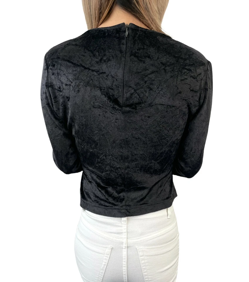 Sudadera FENDI Vintage Logo Terciopelo #42 Top Malla Cremallera Viscosa Negra RankAB+ Foto 2 de 4