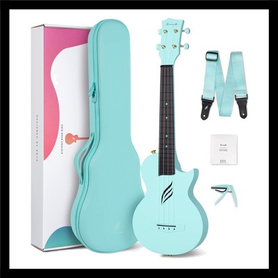 Konzert Ukulele 23 Zoll Kohlefaser Blau Anfänger Set  Leicht Tragbar