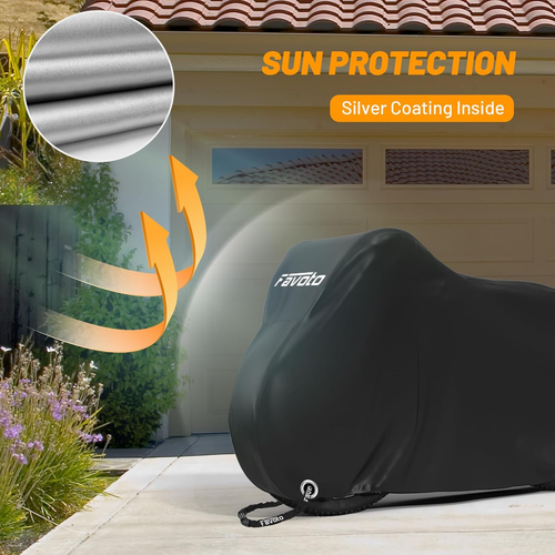 Heavy Duty Bike Cover for 1, 2 Bikes, Waterproof Bicycle Cover with Lock Holes - Picture 7 of 8