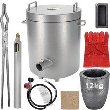 Metal Melting Furnace, 12 Kg Propane Melting Furnace with Crucibles & Tongs K...