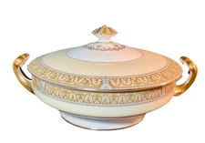 Vintage Noritake Porcelain China Claire, Large Round Vegetable Bowl Tureen w Lid