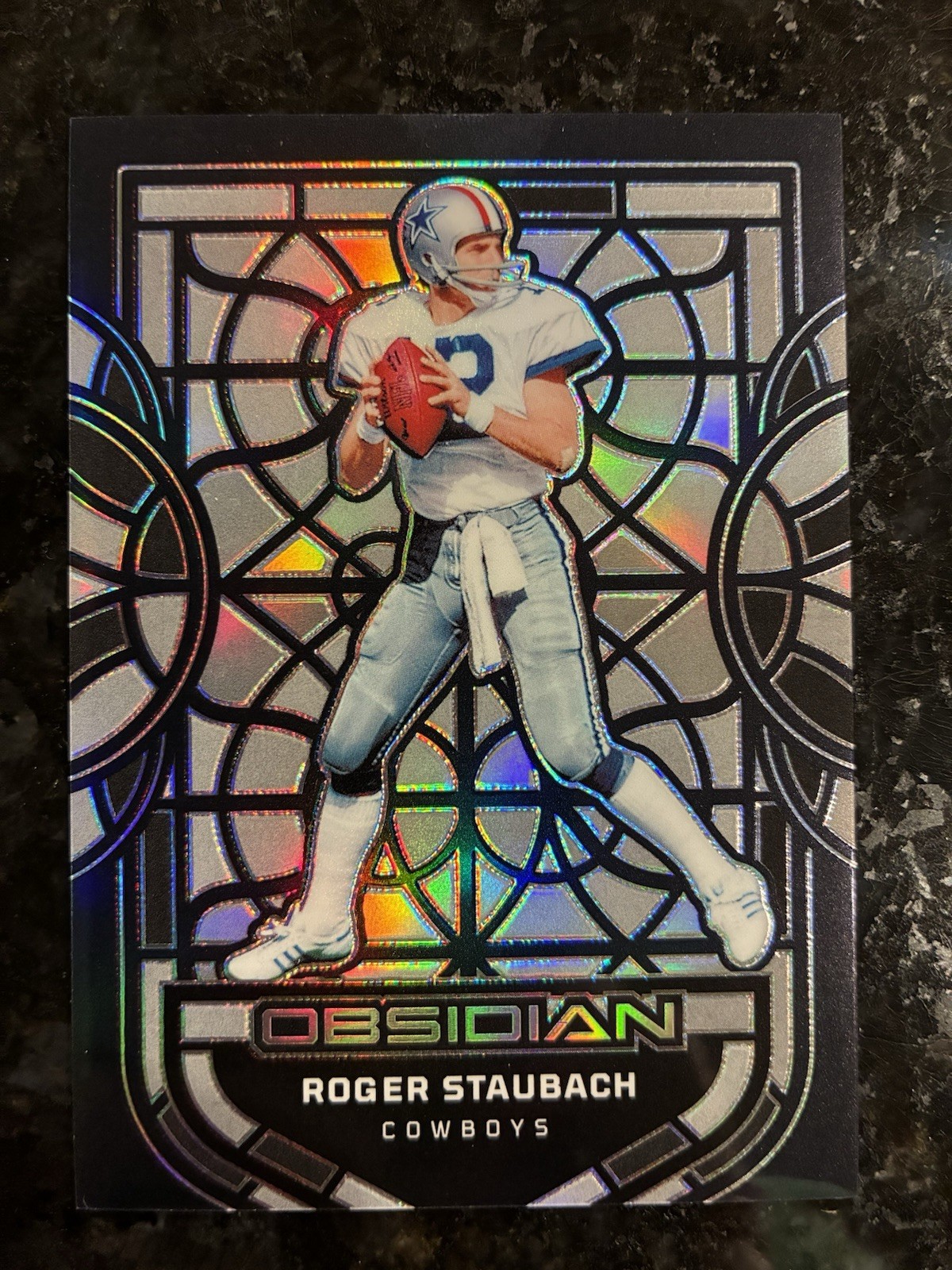 Roger Staubach 2024 Panini Obsidian Black Stained Glass CASE HIT SSP COWBOYS 🔥