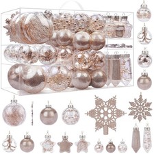 86PCS Christmas Tree Ornaments Clear Set,Shatterproof and Clear Plastic Baubl...
