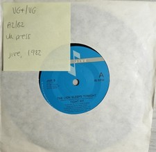 Tight Fit The Lion Sleeps Tonight Vinyl Record 7" VG+/VG JIVE 9 1982