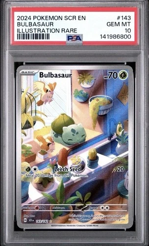 Pokémon TCG Bulbasaur Stellar Crown Illustration Rare Card 143/142 PSA 10