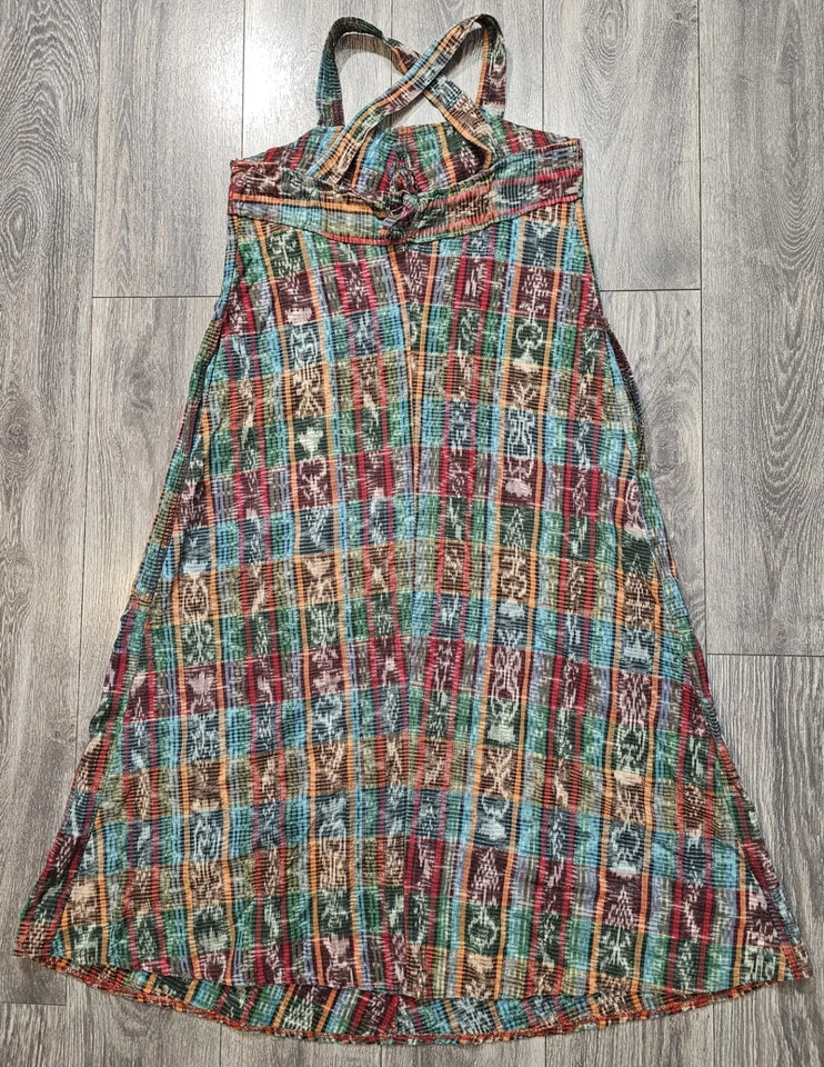 Maxi vestido vintage años 90 Y2k Last Mango sin mangas de sarga multicolor para mujer 30x48 Foto 2 de 4