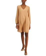 I.N.C. International Concepts Women's Long-Sleeve Shift Dress (Hazel Wood, L)