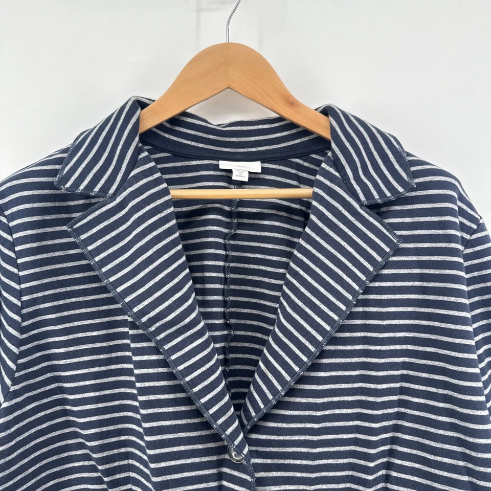 J. Jill Striped Navy Gray Cotton Blend Ponte Blazer Jacket Women's Plus Size 3X - Image 4 of 4