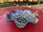 Antique Northwood Amethyst THREE FRUITS Ruffled Carnival Glass  Bowl