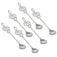 Honbay 6PCS Stainless Steel Coffee Spoons Musical Note Mixing Teaspoons Small De