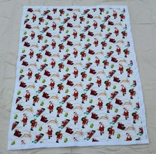 Handmade Baby Quilt, Christmas Santa Reindeer design w white back, 33"x43"