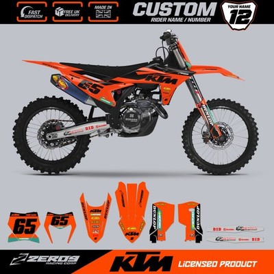 KTM MOTOCROSS GRAFIK, CUSTOM MX GRAPHICS KIT, SX SXF EXC EXCF BLITZ ORG/BLK