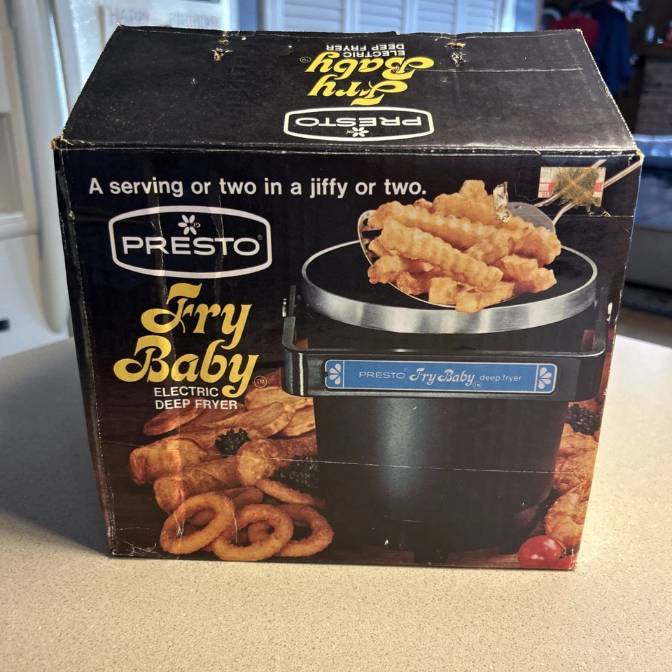 SELTEN NEU IM KARTON VTG Presto Fry BABY elektrische Fritteuse 1970er NEU NIE BENUTZT KOMPLETT