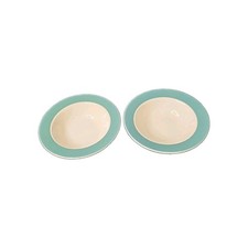Set Of 2 Eggshell Homer Laughlin Berry/Dessert Bowl Green/Turquoise Platinum