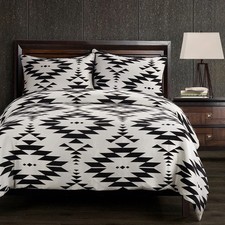 Amelia Aztec Southwestern Black White Queen 3 Pc Comforter Bedding Set