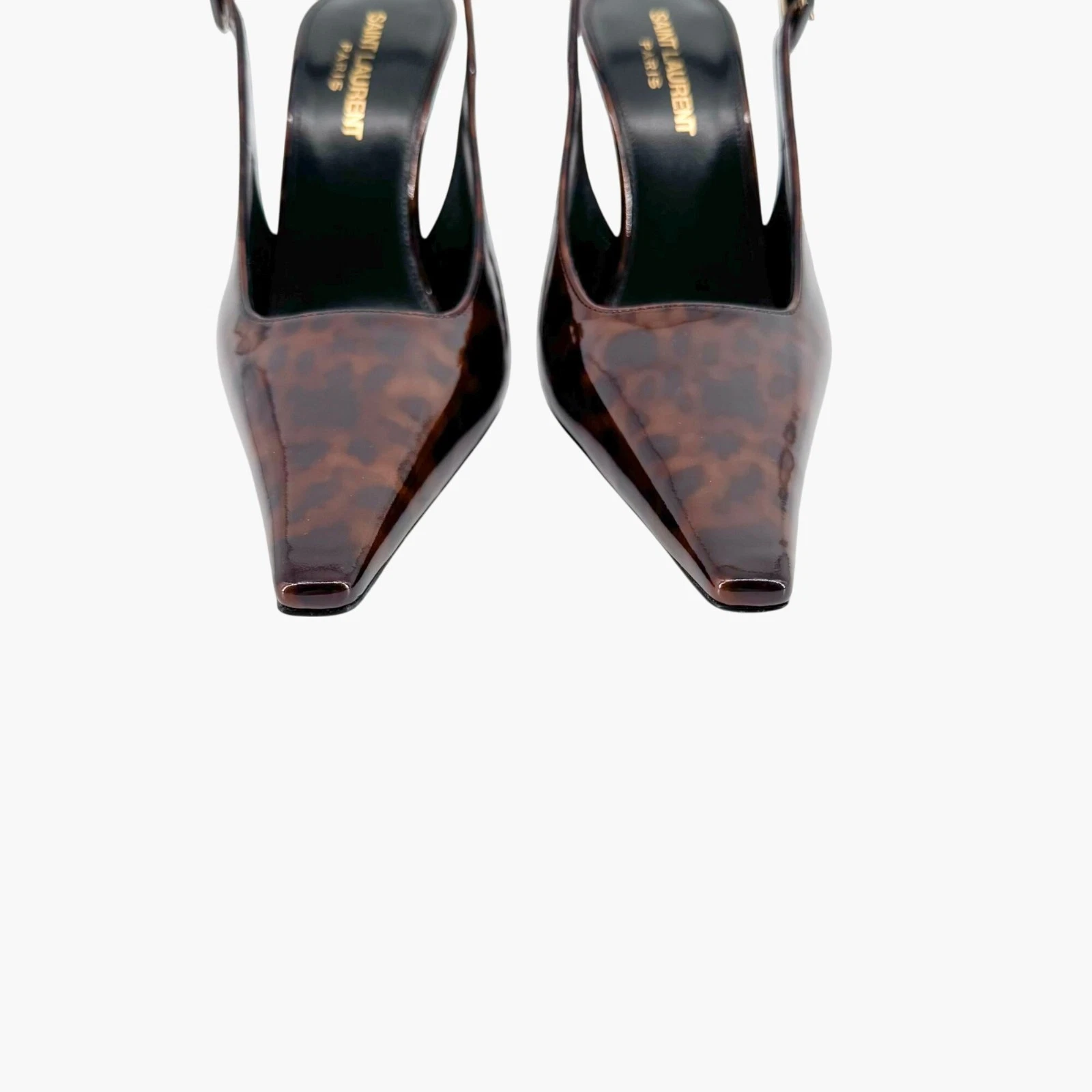 SAINT LAURENT (YSL) Saint Laurent Dune 110 decolte marroni vernice tacco alto slingback taglia 38 US 8 donna