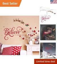 Glitter Snowflakes Santa Wall Decor - Easy Peel and Stick Christmas Stickers