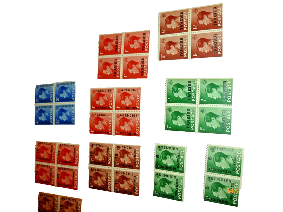 Agencias Marruecos Rey Eduardo VIII 1936 Definitivos MNH Lote Bloque Original Foto 3 de 4