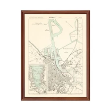 Old Map of Belfast 1888 - Vintage Ireland Art Wall Decor Pri