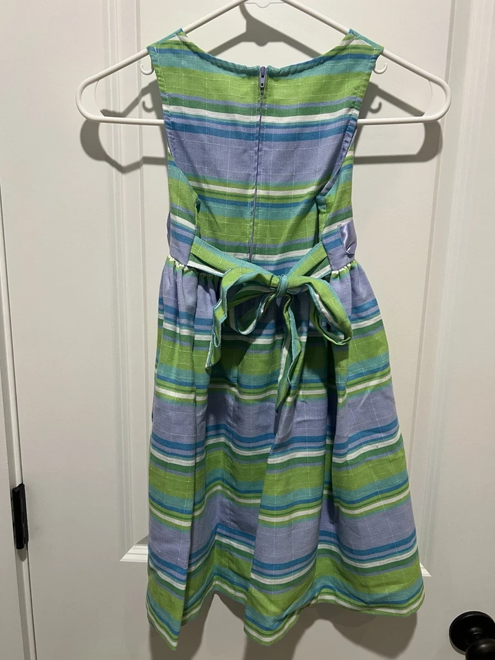 Bonnie Jean Girls/Kids Blue/Green/Purple W Stripes Size: 6 Polyester Dress - Image 2 of 3